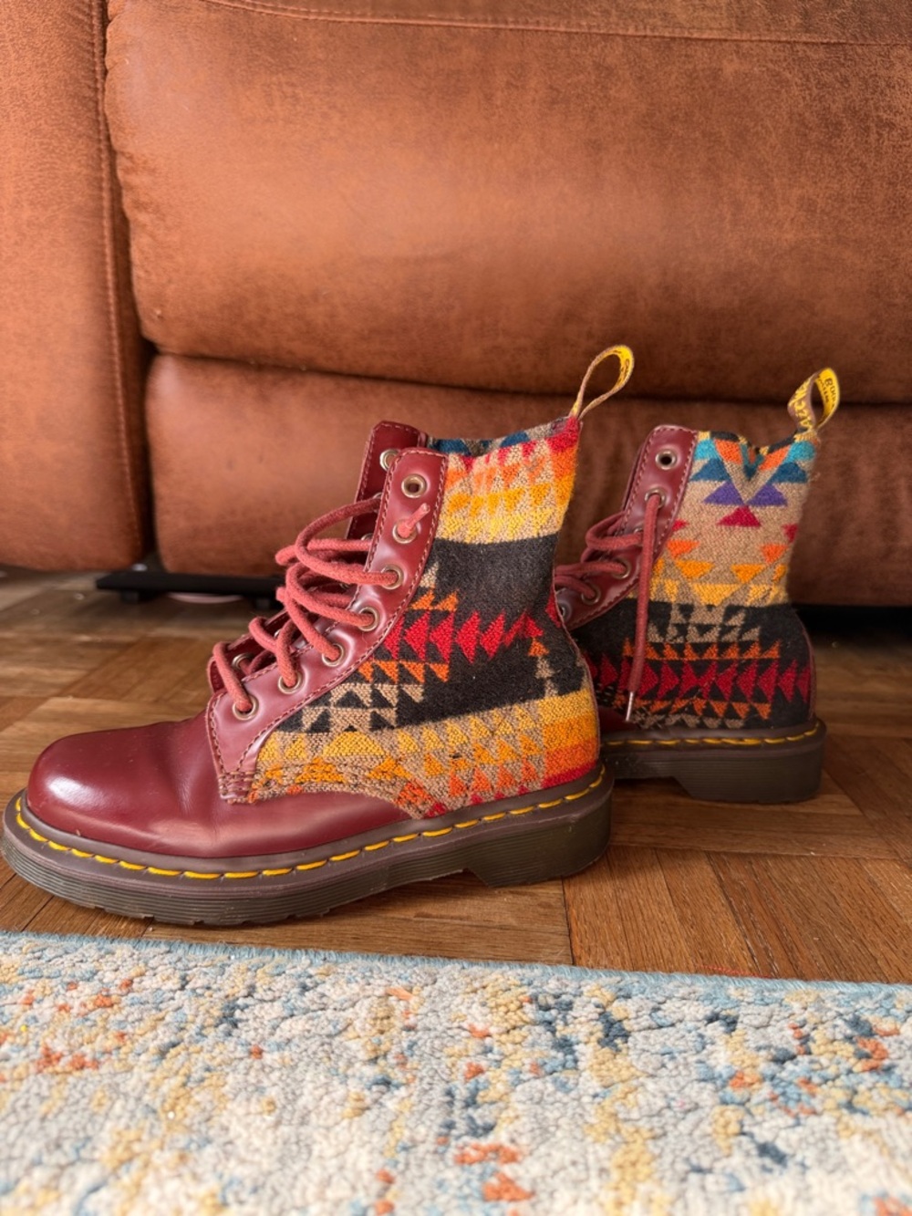 Women's Doc Martens Pendleton wool Patterned Lace-Up Ankle Boots. RARE